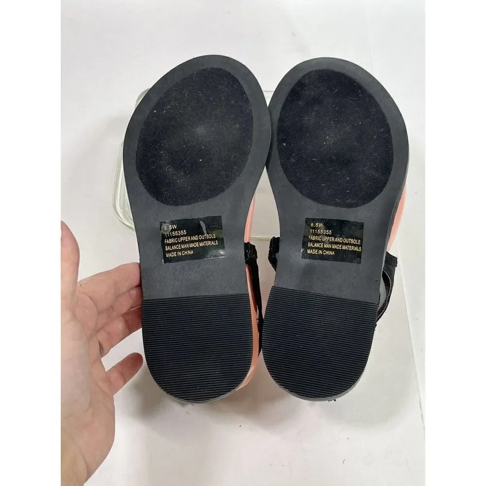 Torrid Mesh T Strap Thong Sandals‎ Sz 8.5 W Wide Black Studded Ankle Strap